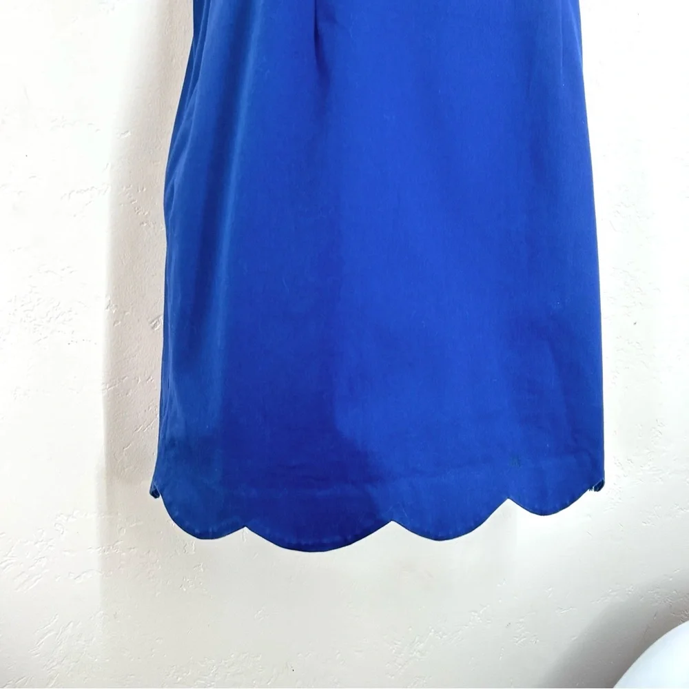 Southern Tide Charleston Scallop Sheath Dress Yacht Blue Size 4 Classic Preppy